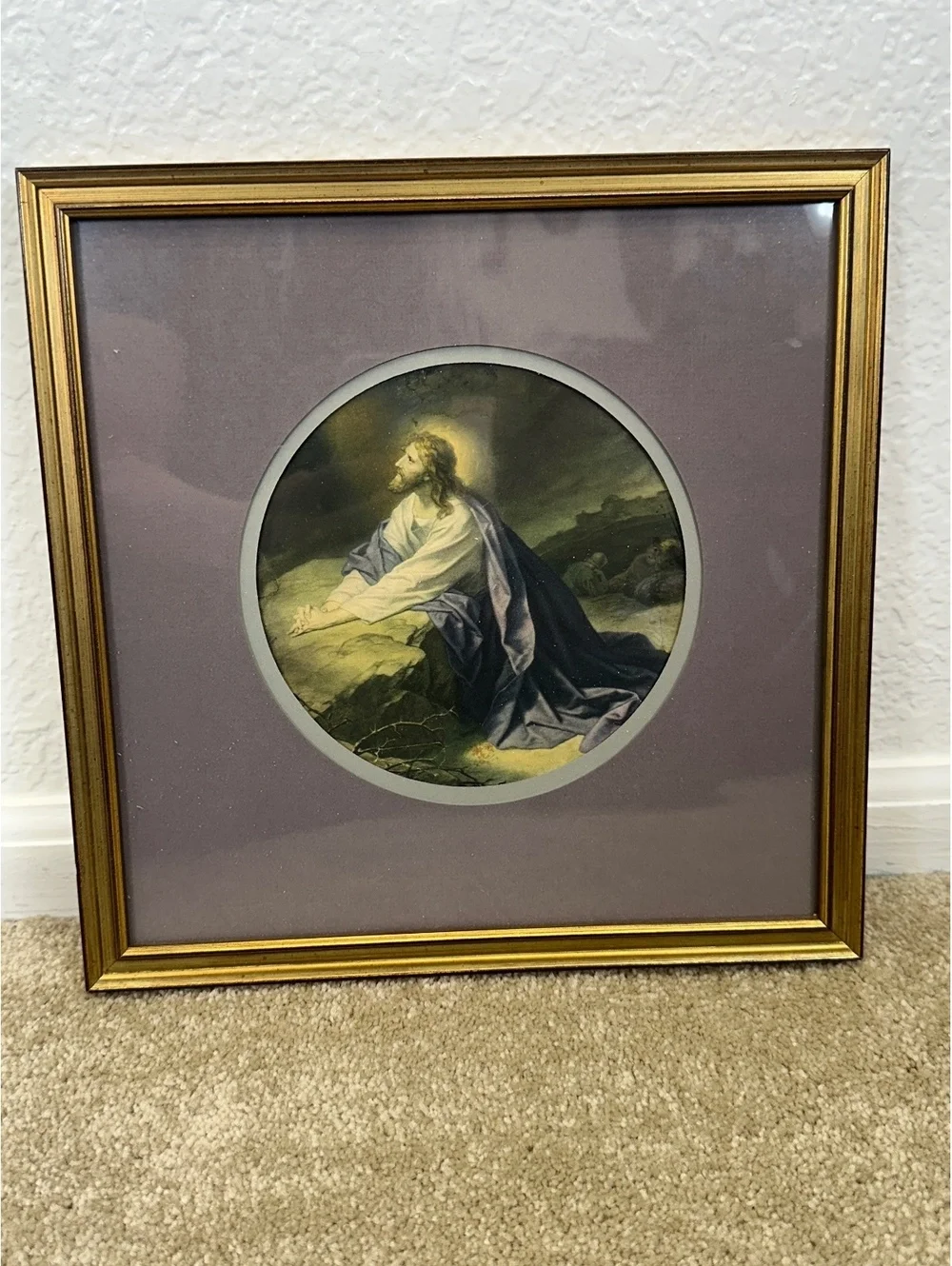 Christ In The Garden Of Gethsemane Lithograph Framed Matted Catholic Christian
